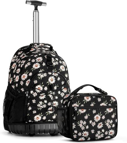 Choco Mocha Tie Dye Rolling Backpack for Girls with Lunch Bag, Large Travel Rolling Backpack Set for Teen Girls Middle School 18 Inch, Blue in Saudi Arabia