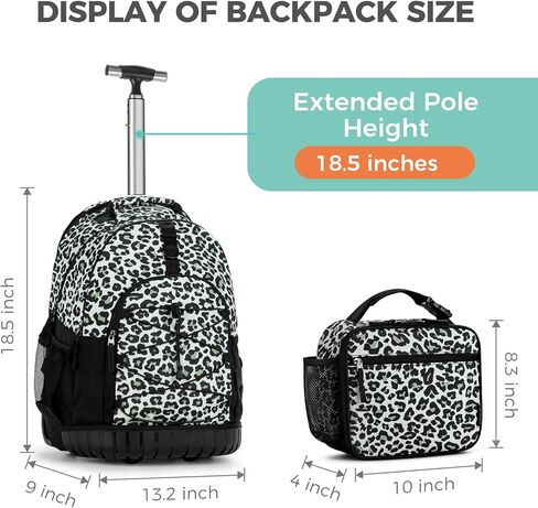 Choco Mocha Tie Dye Rolling Backpack for Girls with Lunch Bag, Large Travel Rolling Backpack Set for Teen Girls Middle School 18 Inch, Blue in Kuwait