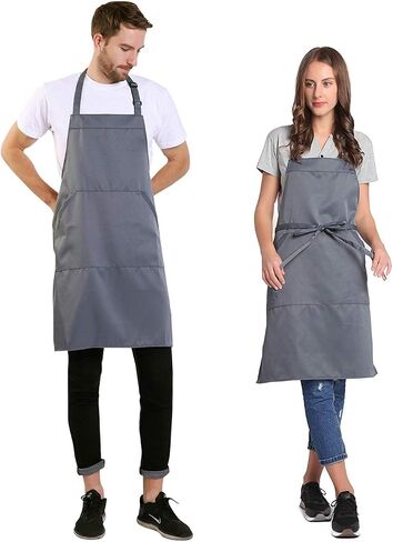 Adjustable Bib Apron with Long Ties for Women Men 18 Colors Chef Kitchen Cooking in Saudi Arabia