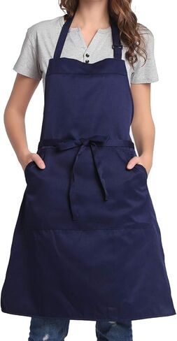 Adjustable Bib Apron with Long Ties for Women Men 18 Colors Chef Kitchen Cooking in Saudi Arabia
