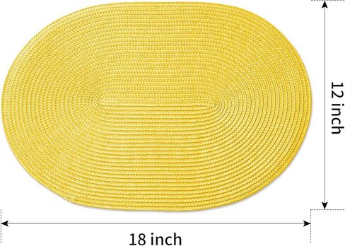 FunWheat Oval Braided Placemats Set of 6 Table Mats for Dining Tables Woven Washable Non-Slip Shining Place mats12x18 Inch Table mats for Indoor Outdoor Use(Oval Orange, 6pcs) in Kuwait