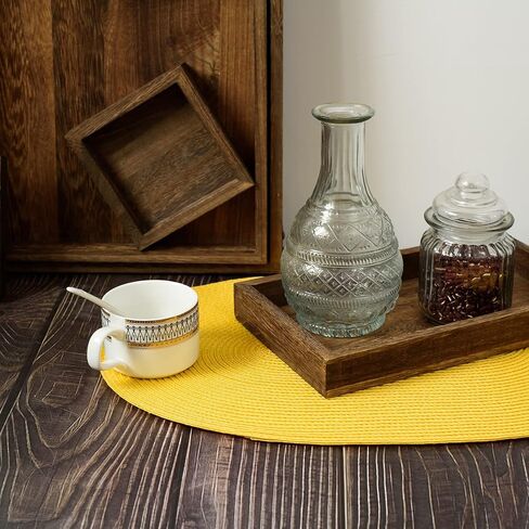 FunWheat Oval Braided Placemats Set of 6 Table Mats for Dining Tables Woven Washable Non-Slip Shining Place mats12x18 Inch Table mats for Indoor Outdoor Use(Oval Orange, 6pcs) in Kuwait