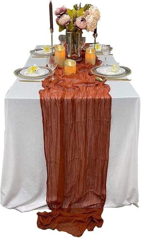 EHLDekol Cheesecloth Gauze Table Runner,Wedding Decor Arch Draping,Gauze Event Centerpiece Runner, Bridal Shower Runner(Terracotta,14ft) in Saudi Arabia