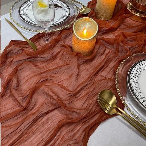 EHLDekol Cheesecloth Gauze Table Runner,Wedding Decor Arch Draping,Gauze Event Centerpiece Runner, Bridal Shower Runner(Terracotta,14ft) in Saudi Arabia