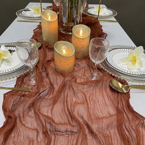 EHLDekol Cheesecloth Gauze Table Runner,Wedding Decor Arch Draping,Gauze Event Centerpiece Runner, Bridal Shower Runner(Terracotta,14ft) in Saudi Arabia