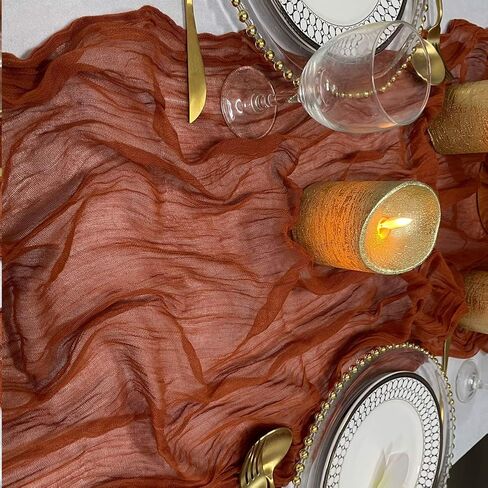 EHLDekol Cheesecloth Gauze Table Runner,Wedding Decor Arch Draping,Gauze Event Centerpiece Runner, Bridal Shower Runner(Terracotta,14ft) in Saudi Arabia