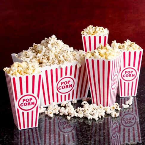 Novelty Place Plastic Popcorn Bowl, Red & White Striped Classic Popcorn Containers for Movie Night - 8" Square x 7" Deep (1 Pack) in Saudi Arabia