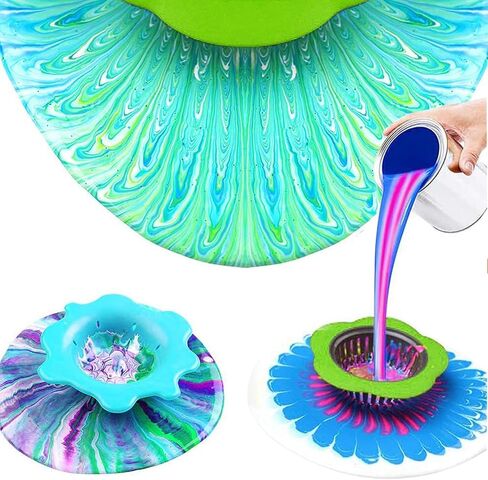 Allazone 37 PCS Acrylic Pouring Art Supplies Kit Acrylic Pouring Strainers Set, 7 PCS Plastic Silicone Paint Pouring Strainers Painting Tools Kits with Paintbrush for DIY Paint in Kuwait