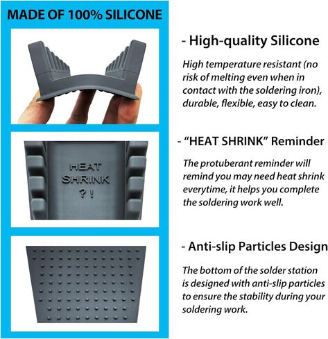 Upgraded Silicone Soldering Stand, Helping Hands Soldering Station, Soldering Wire Holder with 6 Slots - Third Hand Soldering Iron Stand for 32AWG to 12AWG Wires(Only Stand), Dark Grey, 1 Pcs in Saudi Arabia