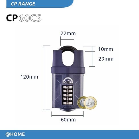 Squire Heavy Duty Padlock (CP60) - Toughest Steel Shackle - 4 Wheel Combination Padlock - Alloy Steel for Corrosion Resistance - Weatherproof Lock for Home, School & Garage (Blue, 60mm) in Saudi Arabia