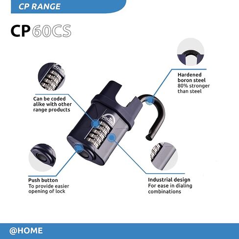 Squire Heavy Duty Padlock (CP60) - Toughest Steel Shackle - 4 Wheel Combination Padlock - Alloy Steel for Corrosion Resistance - Weatherproof Lock for Home, School & Garage (Blue, 60mm) in Saudi Arabia