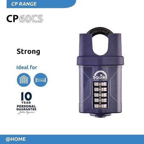 Squire Heavy Duty Padlock (CP60) - Toughest Steel Shackle - 4 Wheel Combination Padlock - Alloy Steel for Corrosion Resistance - Weatherproof Lock for Home, School & Garage (Blue, 60mm) in Saudi Arabia