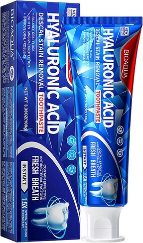 BIOAQUA 1.5X Instant Whitening Toothpaste Balance Oral Flora Whiten Gingival Protection Fresh Breath Enamel Safe 100g / 3.38oz (Descal Stain Removal (Hyaluronic Acid)) in Saudi Arabia