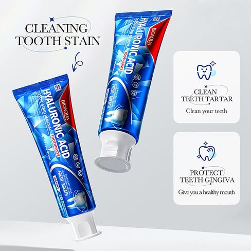 BIOAQUA 1.5X Instant Whitening Toothpaste Balance Oral Flora Whiten Gingival Protection Fresh Breath Enamel Safe 100g / 3.38oz (Descal Stain Removal (Hyaluronic Acid)) in Saudi Arabia