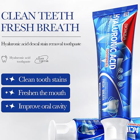 BIOAQUA 1.5X Instant Whitening Toothpaste Balance Oral Flora Whiten Gingival Protection Fresh Breath Enamel Safe 100g / 3.38oz (Descal Stain Removal (Hyaluronic Acid)) in Saudi Arabia