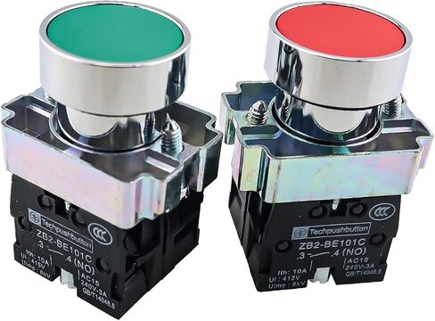 2pcs 22mm Momentary Push Button Switch Flat Head Button Switch 1NO 1NC (1 Red 1 Green) in Saudi Arabia