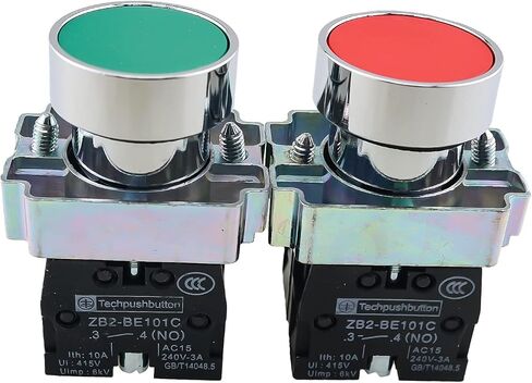 2pcs 22mm Momentary Push Button Switch Flat Head Button Switch 1NO 1NC (1 Red 1 Green) in Saudi Arabia