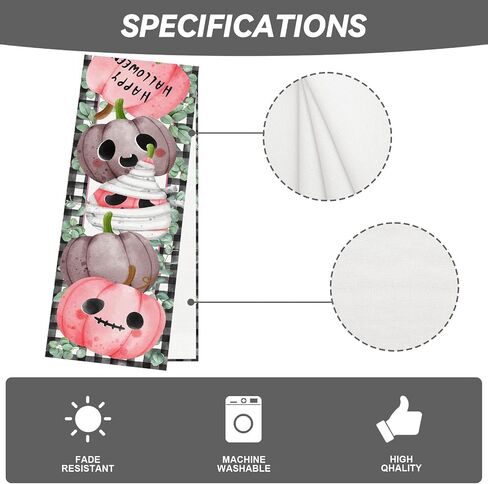 Linen Cute Pink Pumpkin Halloween Table Runner 72 Inches Long Pink Halloween Decor Black and White Buffalo Check Plaid Halloween Decorations and Supplies for Home in Saudi Arabia