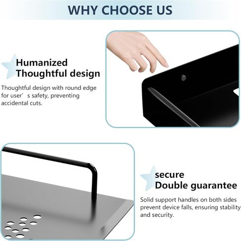 Projector Shelf,Floating Entertainment Center Shelves，Dvd Player Shelf,Metal Router Rack,Shelf Under Tv Wall Mount for Cable Box,Router,Tv Box,Game Console，Suitable for Living Room, Bedroom, etc. in Saudi Arabia