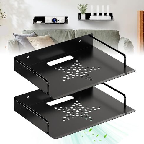 Projector Shelf,Floating Entertainment Center Shelves，Dvd Player Shelf,Metal Router Rack,Shelf Under Tv Wall Mount for Cable Box,Router,Tv Box,Game Console，Suitable for Living Room, Bedroom, etc. in Saudi Arabia