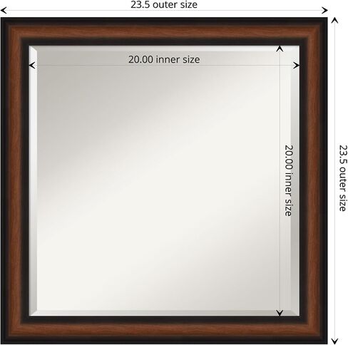 Amanti Art Bathroom Mirror, Yale Walnut Wall Mirror for use as Bathroom Vanity Mirror Over Sink (23.5 x 19.5 in.) Beveled Mirror, Brown Mirror, Traditional Mirror from WI, USA in Saudi Arabia