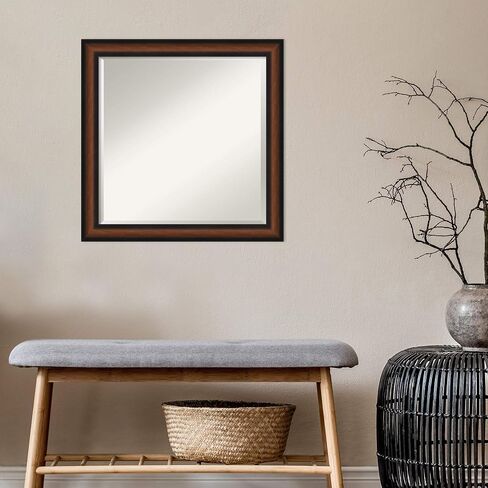 Amanti Art Bathroom Mirror, Yale Walnut Wall Mirror for use as Bathroom Vanity Mirror Over Sink (23.5 x 19.5 in.) Beveled Mirror, Brown Mirror, Traditional Mirror from WI, USA in Saudi Arabia