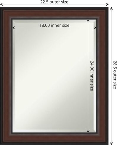 Amanti Art Bathroom Mirror, Yale Walnut Wall Mirror for use as Bathroom Vanity Mirror Over Sink (23.5 x 19.5 in.) Beveled Mirror, Brown Mirror, Traditional Mirror from WI, USA in Saudi Arabia