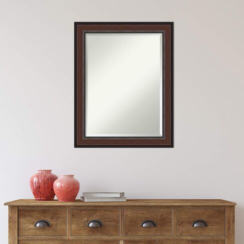 Amanti Art Bathroom Mirror, Yale Walnut Wall Mirror for use as Bathroom Vanity Mirror Over Sink (23.5 x 19.5 in.) Beveled Mirror, Brown Mirror, Traditional Mirror from WI, USA in Saudi Arabia
