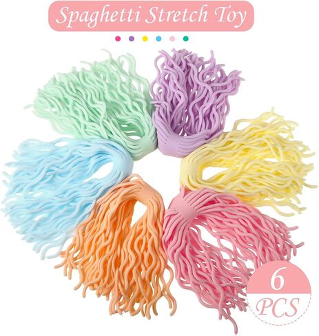 6 Pieces Ramen Noodle Fidget Toy Stretchy Spaghetti Ball Ramen Noodles Sensory String Toy for Stress Relieve Early Education for Birthday Party Valentine's Day Easter Basket Stuffing (Multicolor) in Saudi Arabia