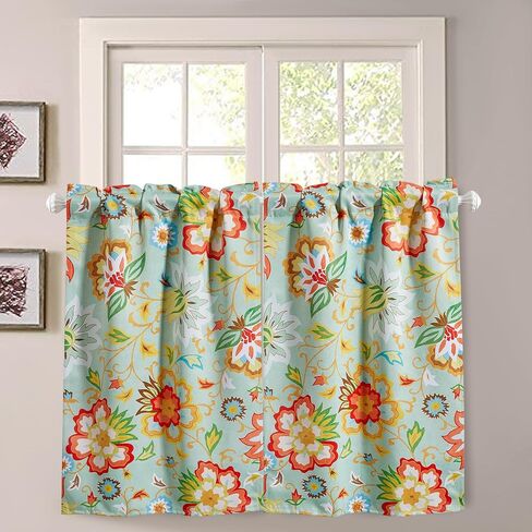 Country Rustic Kitchen Curtains, Vintage Boho Farmhouse Short Curtains Small Half Window Curtains for Bedroom Kitchen Bathroom, Cottagecore Blackout Privacy Curtain Tiers 36 Inches 2 Panel in Saudi Arabia