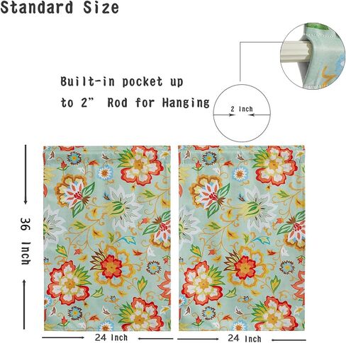 Country Rustic Kitchen Curtains, Vintage Boho Farmhouse Short Curtains Small Half Window Curtains for Bedroom Kitchen Bathroom, Cottagecore Blackout Privacy Curtain Tiers 36 Inches 2 Panel in Saudi Arabia