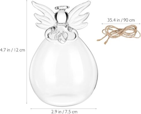 Yardwe Clear Glass Guardian Angel Vases 2pcs Cute Clear Glass Angel Shape Flower Plant Hanging Vase Wedding Decor Greenery Hydroponic Plant Containers Room Ornaments Decorations in Saudi Arabia