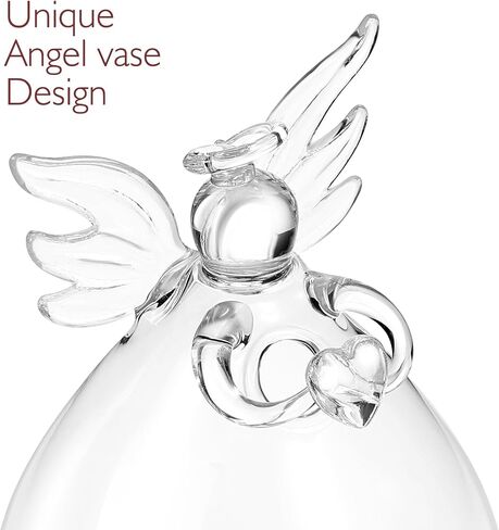 Yardwe Clear Glass Guardian Angel Vases 2pcs Cute Clear Glass Angel Shape Flower Plant Hanging Vase Wedding Decor Greenery Hydroponic Plant Containers Room Ornaments Decorations in Saudi Arabia
