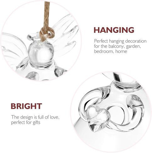 Yardwe Clear Glass Guardian Angel Vases 2pcs Cute Clear Glass Angel Shape Flower Plant Hanging Vase Wedding Decor Greenery Hydroponic Plant Containers Room Ornaments Decorations in Saudi Arabia