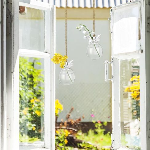 Yardwe Clear Glass Guardian Angel Vases 2pcs Cute Clear Glass Angel Shape Flower Plant Hanging Vase Wedding Decor Greenery Hydroponic Plant Containers Room Ornaments Decorations in Saudi Arabia