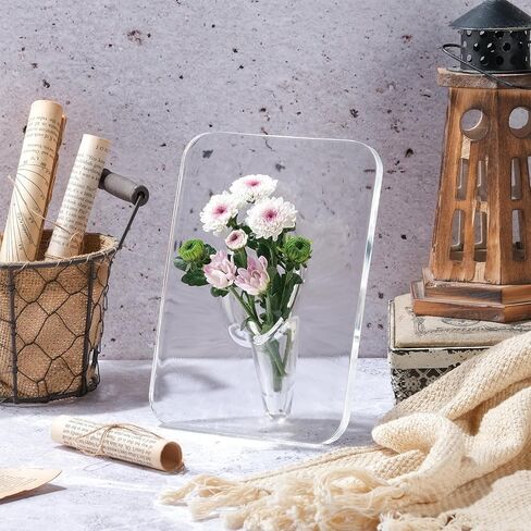 مزهرية كتاب شفافة للزهور، مزهرية زهرة أكريليك شفافة، مزهرية زهرة واحدة ديكور فريد من نوعه للقطع المركزية للمكتب المنزلي in Kuwait