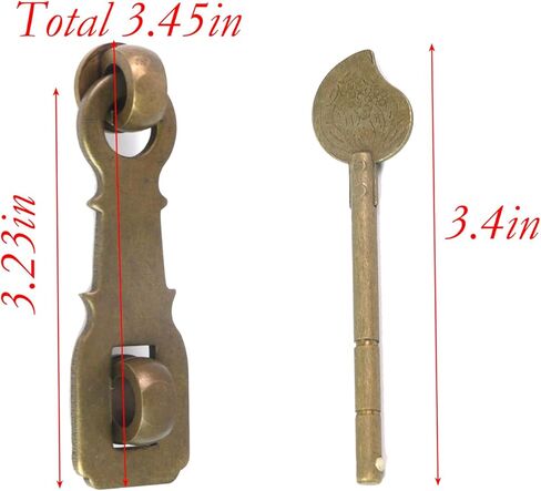 قفل نحاسي عتيق بمشبك على الطراز الصيني مع مسمار قفل لباب الخزانة صندوق خشبي وحقيبة عرض (برونزية 3.45 بوصة) in Kuwait
