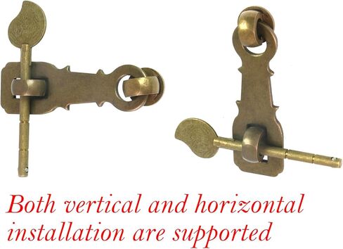 قفل نحاسي عتيق بمشبك على الطراز الصيني مع مسمار قفل لباب الخزانة صندوق خشبي وحقيبة عرض (برونزية 3.45 بوصة) in Kuwait