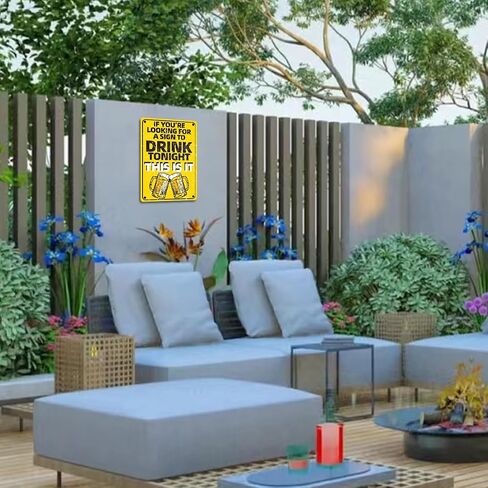 Funny Yard Sign, If You're Looking for a Sign to Drink Tonight This Is It, Man Cave Accessories and Room Decorations, Basement Bar, Home Bar Decor Vintage Decorations Sign (1 sheet -Yellow) in Saudi Arabia