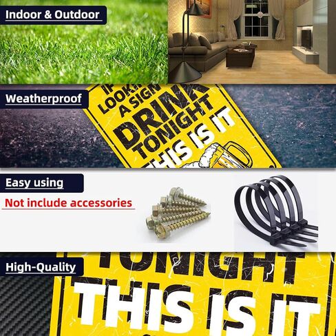 Funny Yard Sign, If You're Looking for a Sign to Drink Tonight This Is It, Man Cave Accessories and Room Decorations, Basement Bar, Home Bar Decor Vintage Decorations Sign (1 sheet -Yellow) in Saudi Arabia