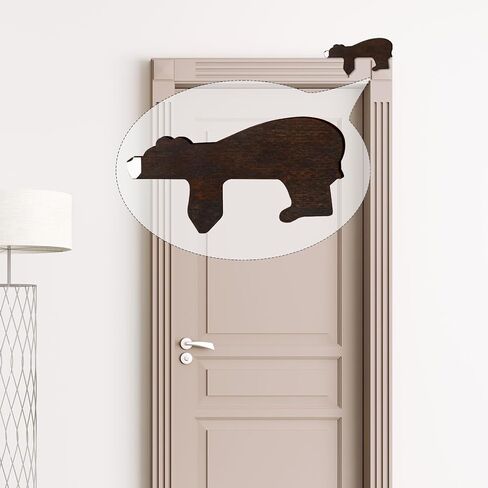 Wood Bear Door Topper, Woodland Nursery Decor Bear Shape Door Statue Brown Corner Sculpture Safari Decor for Bedroom Nursery Room Living Room Office Shelf in Saudi Arabia
