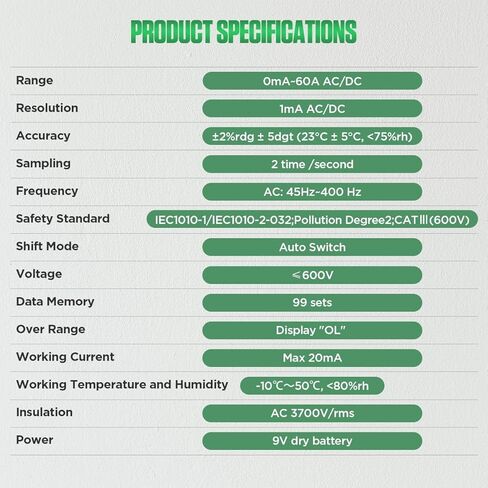 المشبك متر التيار المتناوب/تيار مستمر جهاز اختبار التيار 0mA-60A أمبير متر المشبك التيار المتناوب/تيار مستمر تسرب التيار متر التيار المتناوب تيار مستمر السيارات تبديل أمبير المشبك المتعدد الرقمية المشبك متر عدة ، عقد البيانات/الذاكرة/مراجعة ، تخزين 99 مجم in Kuwait