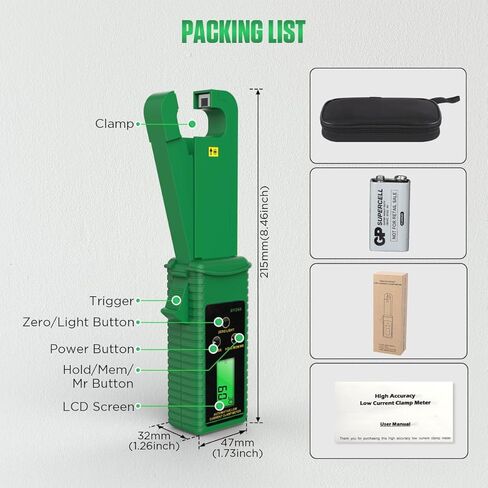المشبك متر التيار المتناوب/تيار مستمر جهاز اختبار التيار 0mA-60A أمبير متر المشبك التيار المتناوب/تيار مستمر تسرب التيار متر التيار المتناوب تيار مستمر السيارات تبديل أمبير المشبك المتعدد الرقمية المشبك متر عدة ، عقد البيانات/الذاكرة/مراجعة ، تخزين 99 مجم in Kuwait
