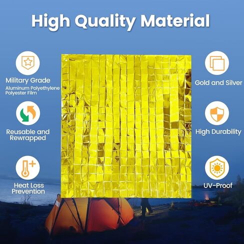 10 Pack Emergency Mylar Thermal Blankerts - Foil Space Blanket for Survival, Outdoors, Camping Gear, Hiking Travel, First Aid, Extreme Weather(Double-Sided Silver) in Saudi Arabia