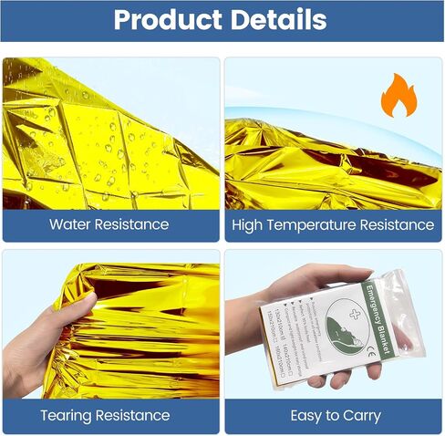 10 Pack Emergency Mylar Thermal Blankerts - Foil Space Blanket for Survival, Outdoors, Camping Gear, Hiking Travel, First Aid, Extreme Weather(Double-Sided Silver) in Saudi Arabia