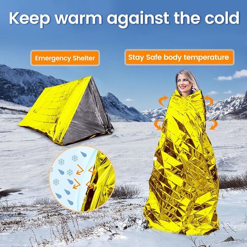 10 Pack Emergency Mylar Thermal Blankerts - Foil Space Blanket for Survival, Outdoors, Camping Gear, Hiking Travel, First Aid, Extreme Weather(Double-Sided Silver) in Saudi Arabia