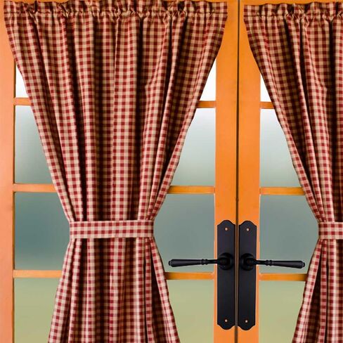 لوحة باب فرنسية من القطن غير المبطن باللون الأحمر وجوزة الطيب مقاس 42 بوصة × 72 بوصة من شركة Primitive Home Decors in Kuwait