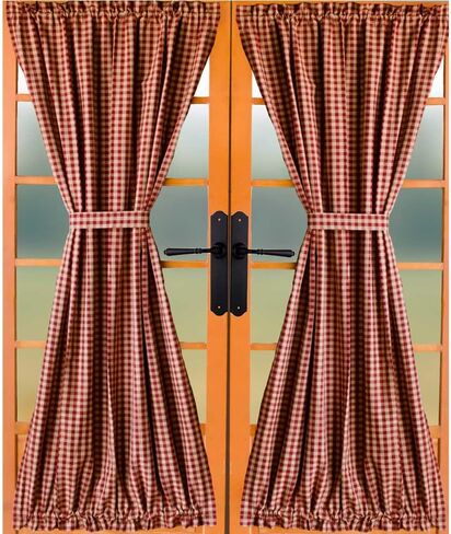 لوحة باب فرنسية من القطن غير المبطن باللون الأحمر وجوزة الطيب مقاس 42 بوصة × 72 بوصة من شركة Primitive Home Decors in Kuwait