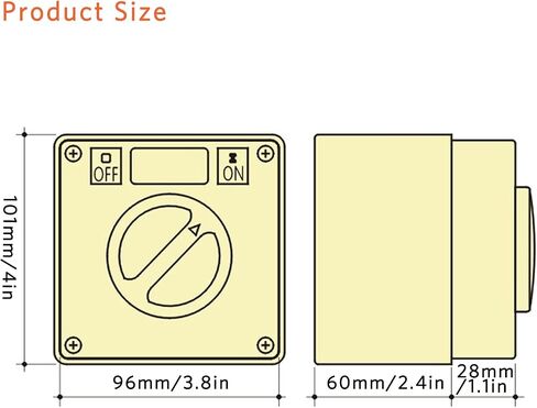 Agatige Rotary Changeover Switch, 500V 3P 63A Waterproof Switch Outdoor Power Isolator On-Off Switch Dustproof Rotary Control Switch Socket Cam Switch with Exterior Box for Outdoor in Saudi Arabia