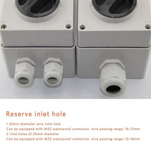 Agatige Rotary Changeover Switch, 500V 3P 63A Waterproof Switch Outdoor Power Isolator On-Off Switch Dustproof Rotary Control Switch Socket Cam Switch with Exterior Box for Outdoor in Saudi Arabia